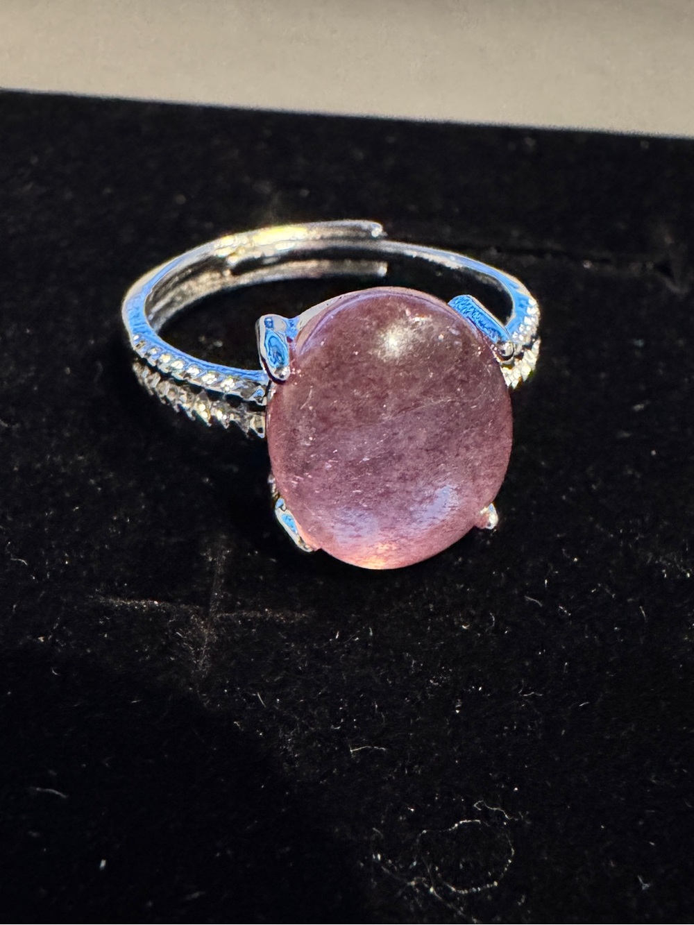 Garden Quartz Ring silver plated size adjustable